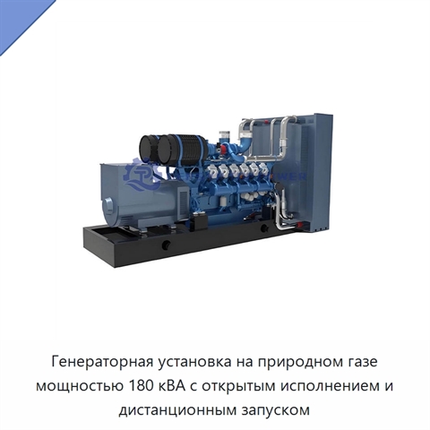 Генераторная установка на природном газе мощностью 180 кВА с открытым исполнением и дистанционным запуском