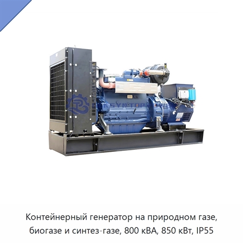 Контейнерный генератор на природном газе, биогазе и синтез-газе, 800 кВА, 850 кВт, IP55