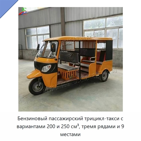 Бензиновый пассажирский трицикл-такси с вариантами 200 и 250 см³, тремя рядами и 9 местами