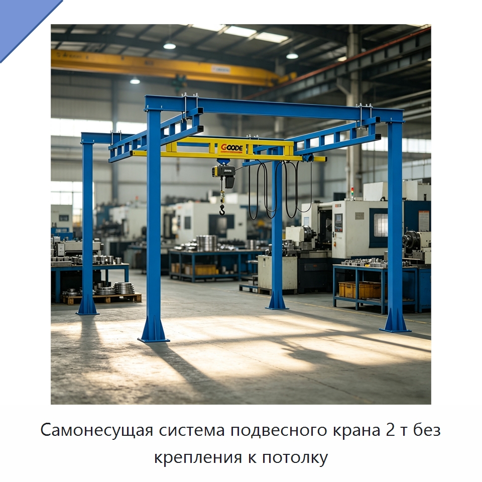 Самонесущая система подвесного крана 2 т без крепления к потолку — Краны