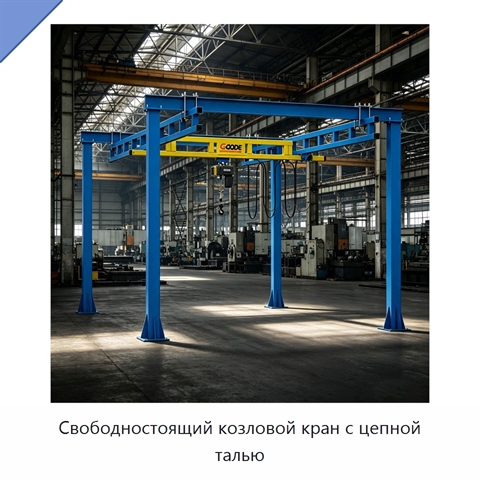 Свободностоящий козловой кран с цепной талью