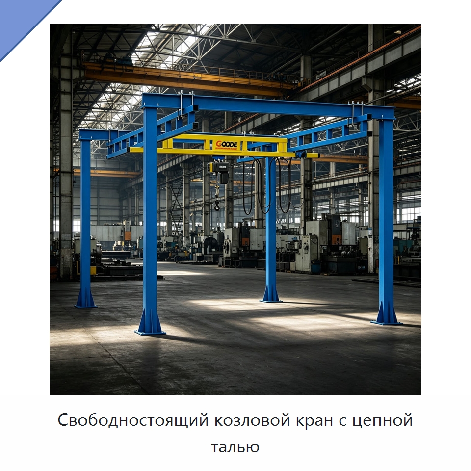 Свободностоящий козловой кран с цепной талью — Краны