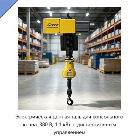 Электрическая цепная таль для консольного крана, 380 В, 1,1 кВт, с дистанционным управлением