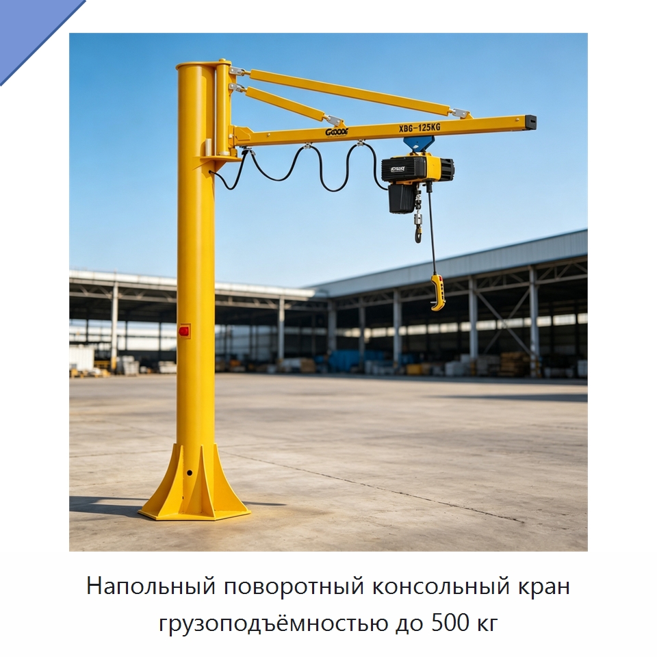 Напольный поворотный консольный кран грузоподъёмностью до 500 кг — Краны