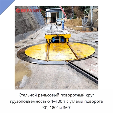 Стальной рельсовый поворотный круг грузоподъёмностью 1–100 т с углами поворота 90°, 180° и 360°