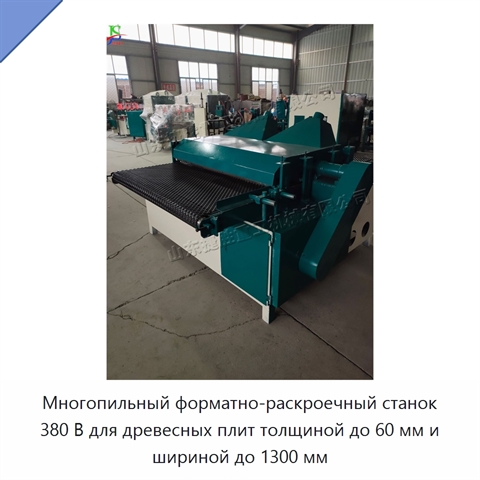 Многопильный форматно-раскроечный станок 380 В для древесных плит толщиной до 60 мм и шириной до 1300 мм
