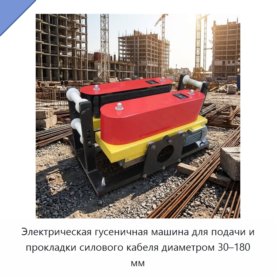 Электрическая гусеничная машина для подачи и прокладки силового кабеля диаметром 30–180 мм — Специальная строительная техника
