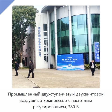 Промышленный двухступенчатый двухвинтовой воздушный компрессор с частотным регулированием, 380 В