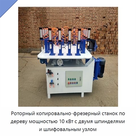Роторный копировально-фрезерный станок по дереву мощностью 10 кВт с двумя шпинделями и шлифовальным узлом