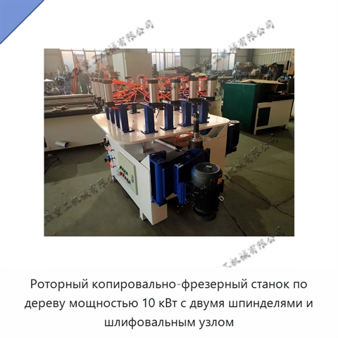 Роторный копировально-фрезерный станок по дереву мощностью 10 кВт с двумя шпинделями и шлифовальным узлом