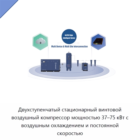 Двухступенчатый стационарный винтовой воздушный компрессор мощностью 37–75 кВт с воздушным охлаждением и постоянной скоростью