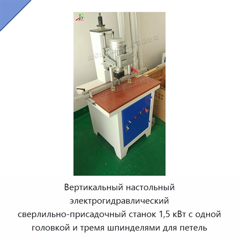 Вертикальный настольный электрогидравлический сверлильно-присадочный станок 1,5 кВт с одной головкой и тремя шпинделями для петель