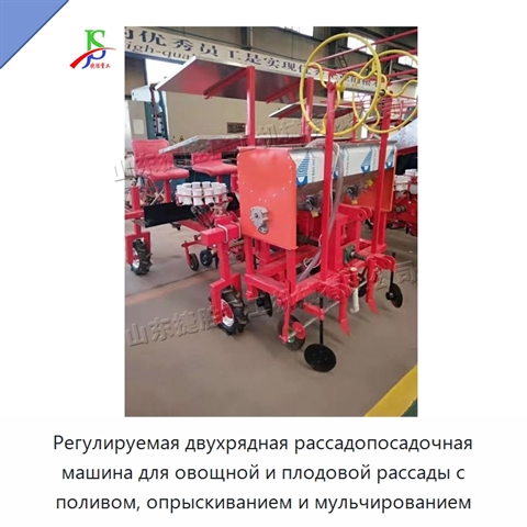 Регулируемая двухрядная рассадопосадочная машина для овощной и плодовой рассады с поливом, опрыскиванием и мульчированием