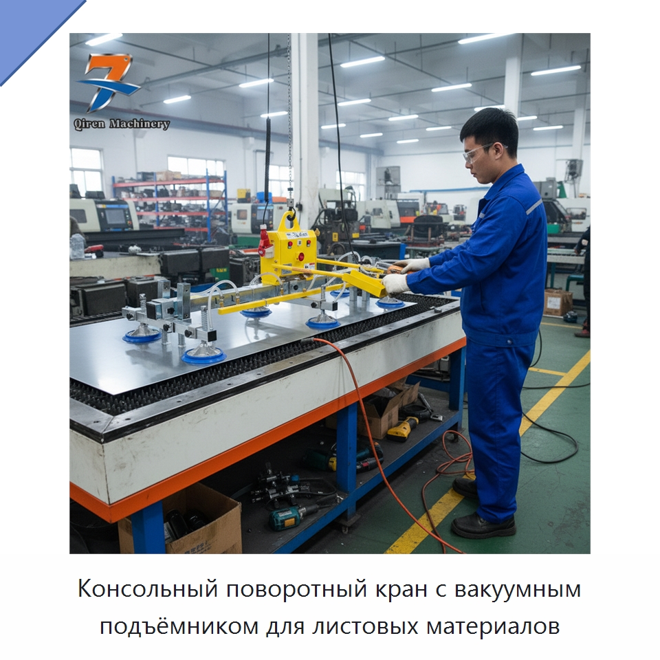 Консольный поворотный кран с вакуумным подъёмником для листовых материалов — Вакуумные грузозахваты