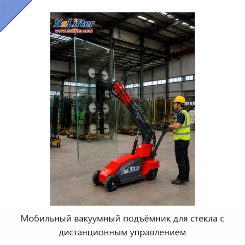 Мобильный вакуумный подъёмник для стекла с дистанционным управлением