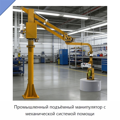 Промышленный подъёмный манипулятор с механической системой помощи