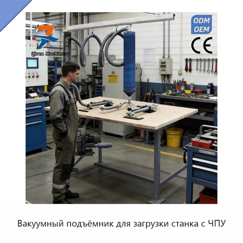 Вакуумный подъёмник для загрузки станка с ЧПУ