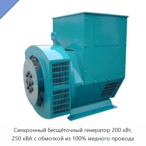 Синхронный бесщёточный генератор 200 кВт, 250 кВА с обмоткой из 100% медного провода — Дизельные генераторы
