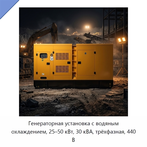 Генераторная установка с водяным охлаждением, 25–50 кВт, 30 кВА, трёхфазная, 440 В