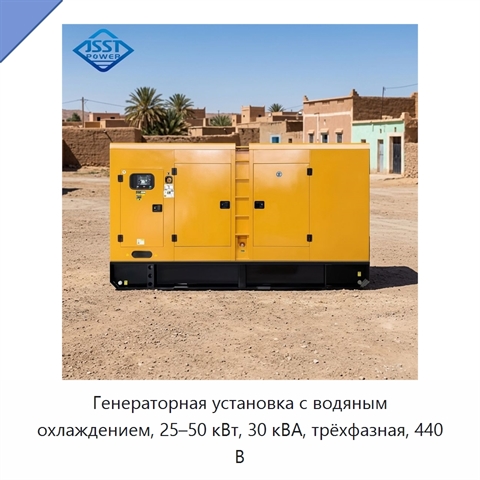 Генераторная установка с водяным охлаждением, 25–50 кВт, 30 кВА, трёхфазная, 440 В