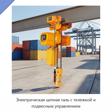 Электрическая цепная таль с тележкой и подвесным управлением