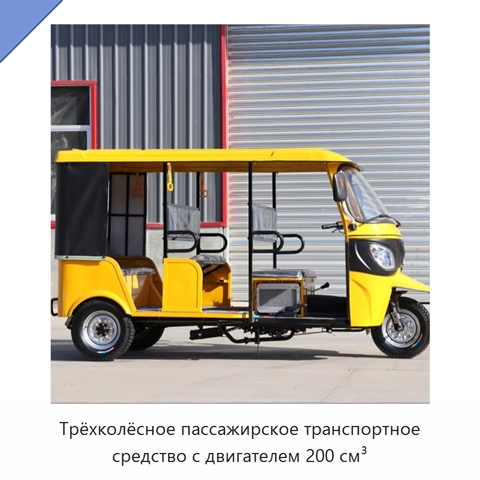 Трёхколёсное пассажирское транспортное средство с двигателем 200 см³