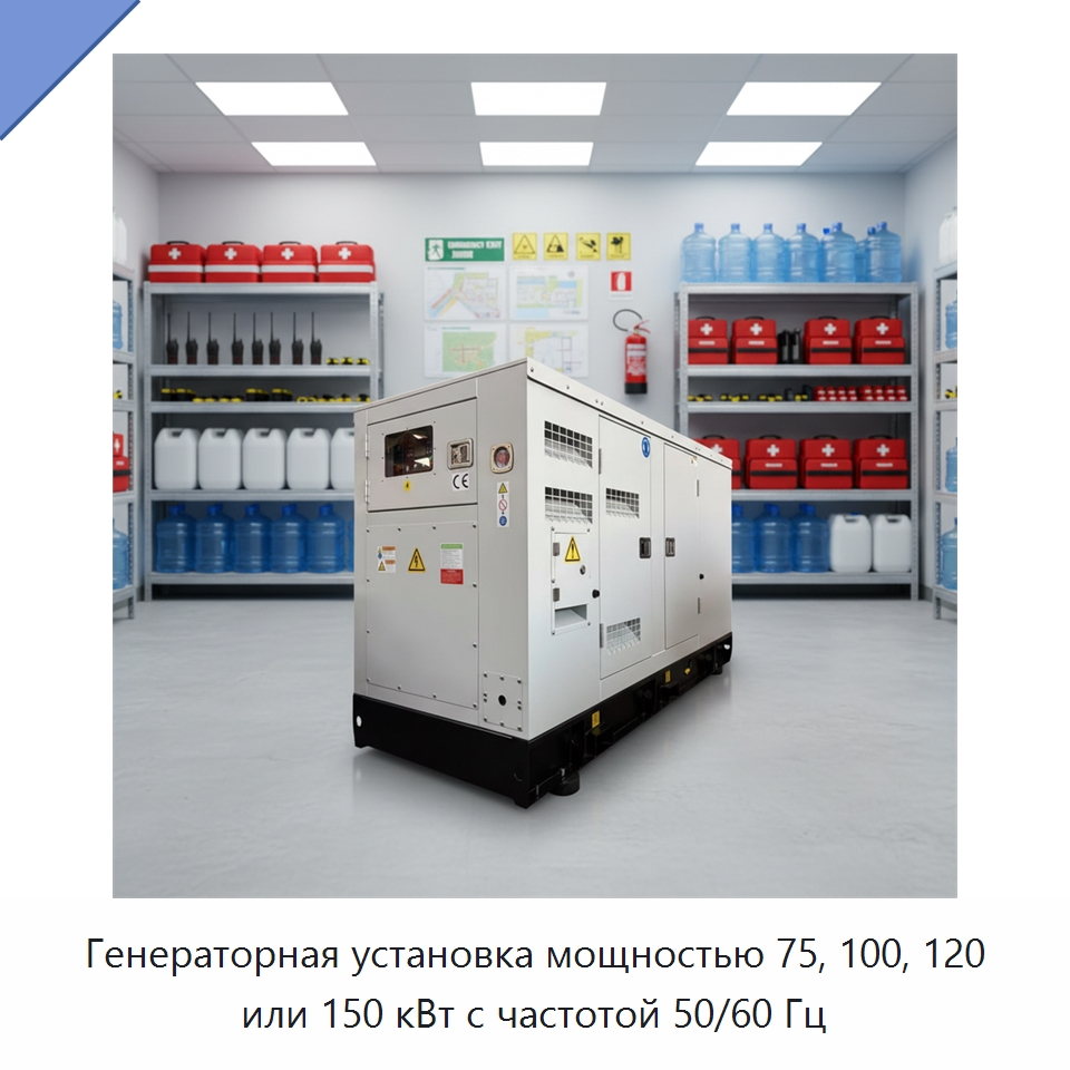 Генераторная установка мощностью 75, 100, 120 или 150 кВт с частотой 50/60 Гц — Дизельные генераторы