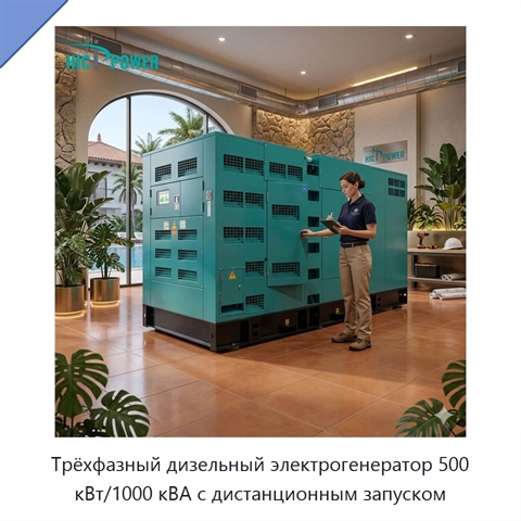 Трёхфазный дизельный электрогенератор 500 кВт/1000 кВА с дистанционным запуском