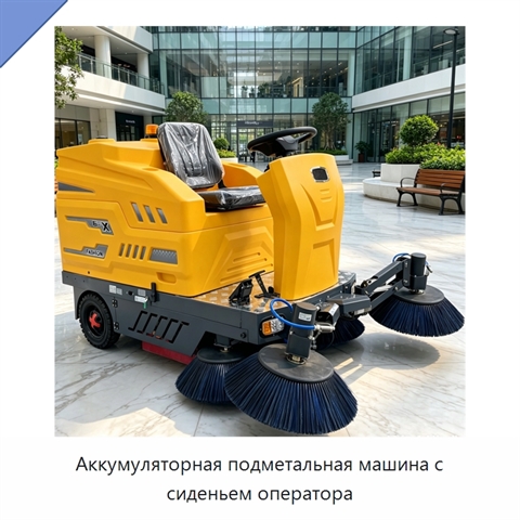 Аккумуляторная подметальная машина с сиденьем оператора