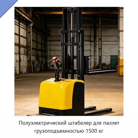 Полуэлектрический штабелер для паллет грузоподъемностью 1500 кг
