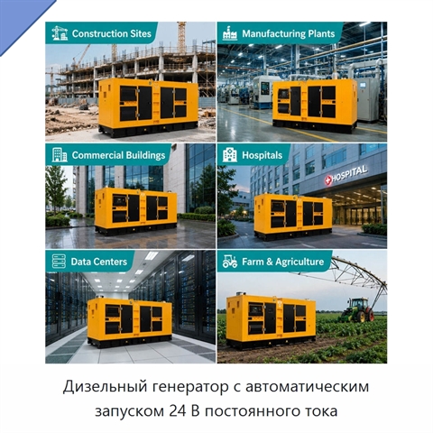 Дизельный генератор с автоматическим запуском 24 В постоянного тока