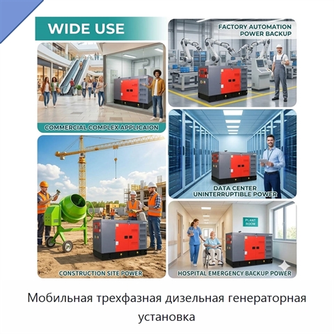 Мобильная трехфазная дизельная генераторная установка
