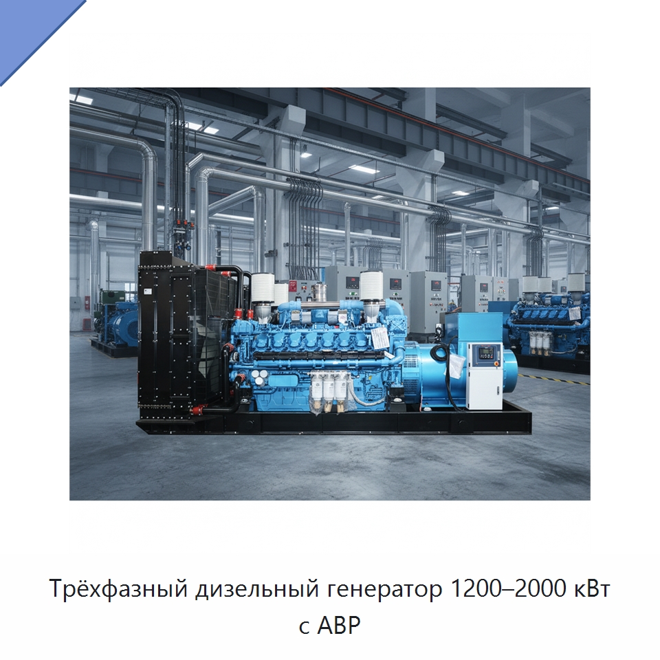 Трёхфазный дизельный генератор 1200–2000 кВт с АВР — Дизельные генераторы