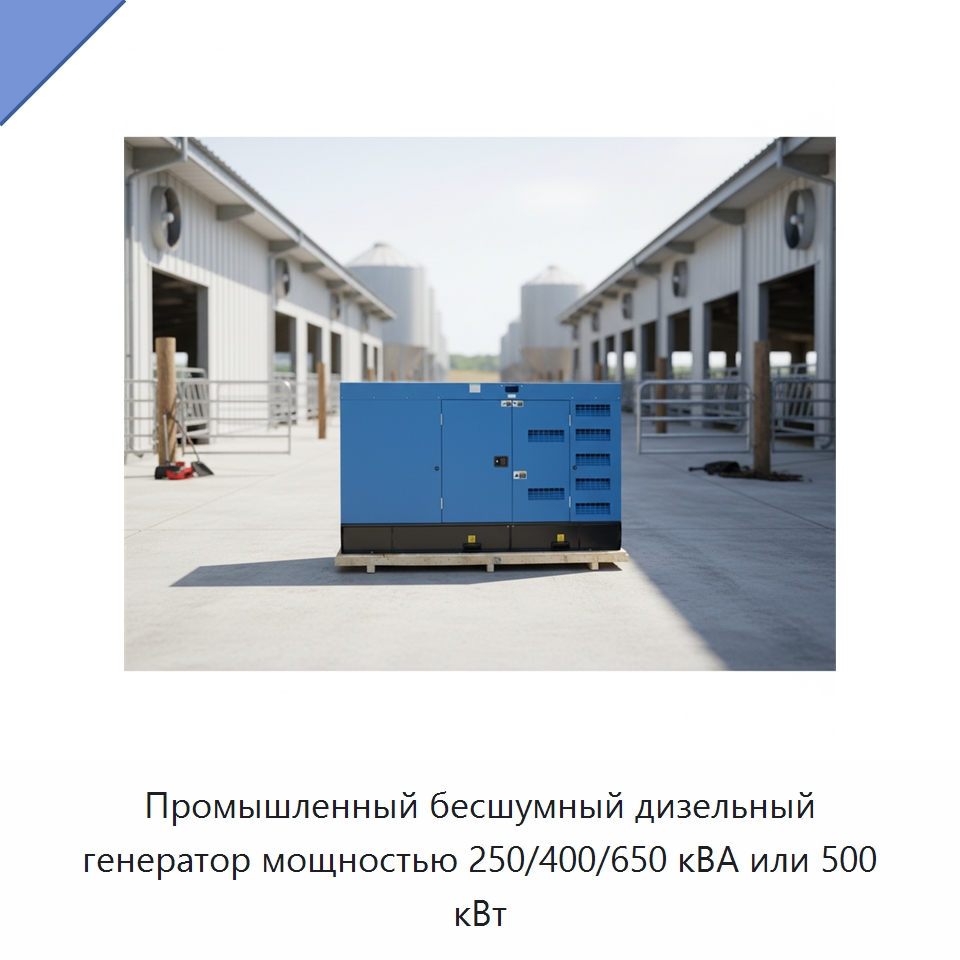 Промышленный бесшумный дизельный генератор мощностью 250/400/650 кВА или 500 кВт — Дизельные генераторы