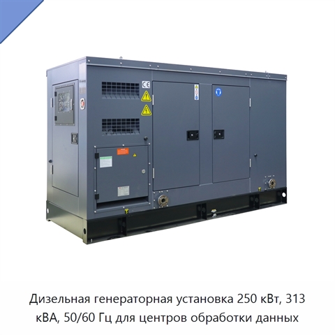 Дизельная генераторная установка 250 кВт, 313 кВА, 50/60 Гц для центров обработки данных