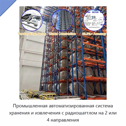 Промышленная автоматизированная система хранения и извлечения с радиошаттлом на 2 или 4 направления