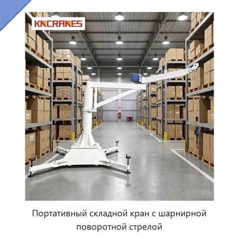 Портативный складной кран с шарнирной поворотной стрелой