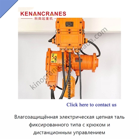 Влагозащищённая электрическая цепная таль фиксированного типа с крюком и дистанционным управлением
