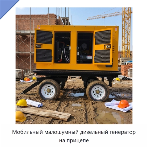 Мобильный малошумный дизельный генератор на прицепе