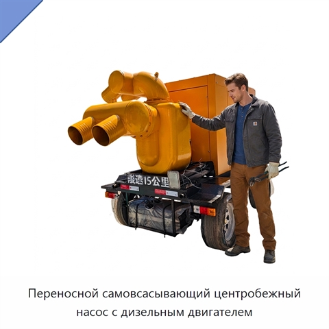 Переносной самовсасывающий центробежный насос с дизельным двигателем