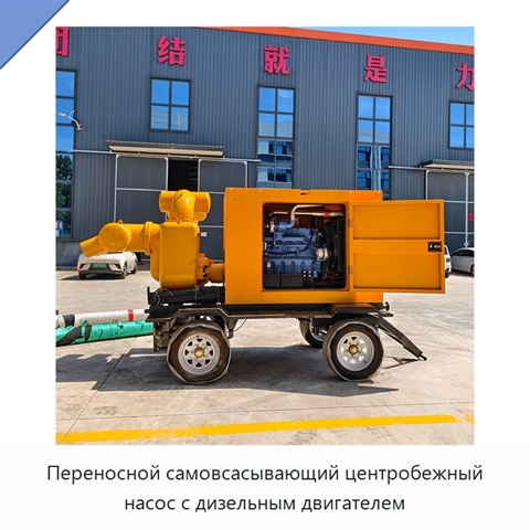 Переносной самовсасывающий центробежный насос с дизельным двигателем