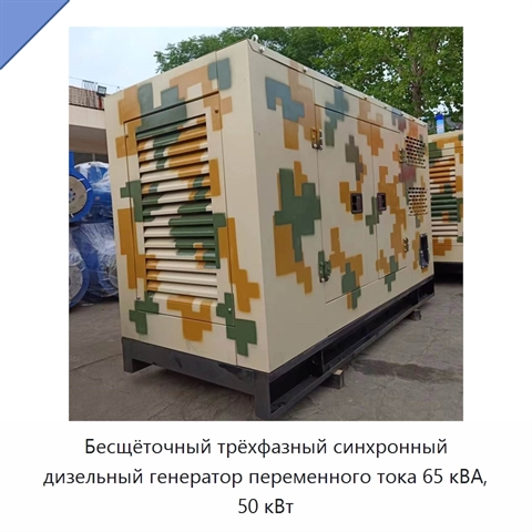 Бесщёточный трёхфазный синхронный дизельный генератор переменного тока 65 кВА, 50 кВт