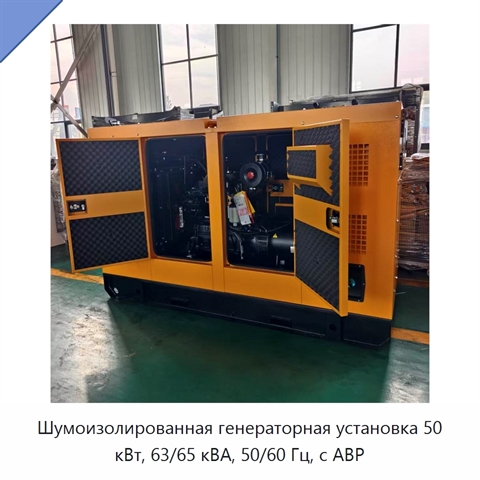 Шумоизолированная генераторная установка 50 кВт, 63/65 кВА, 50/60 Гц, с АВР
