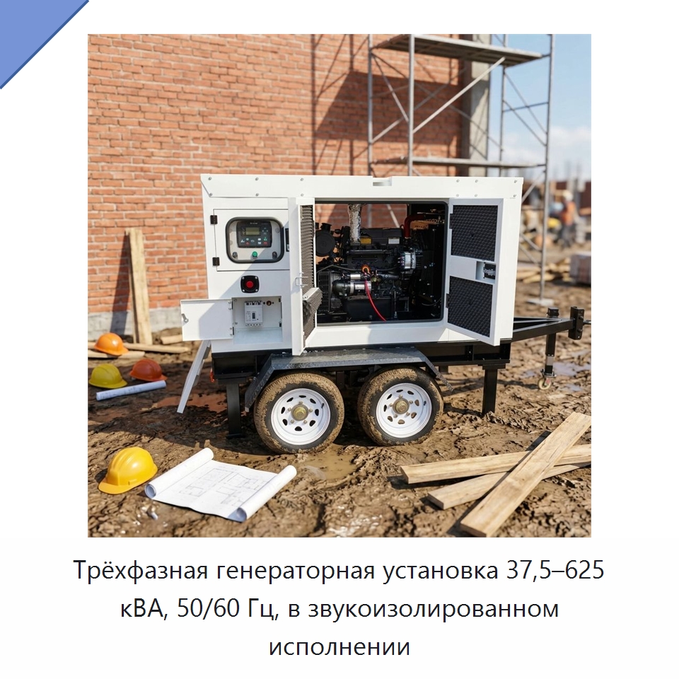 Трёхфазная генераторная установка 37,5–625 кВА, 50/60 Гц, в звукоизолированном исполнении — Дизельные генераторы