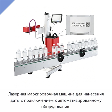 Лазерная маркировочная машина для нанесения даты с подключением к автоматизированному оборудованию