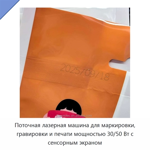 Поточная лазерная машина для маркировки, гравировки и печати мощностью 30/50 Вт с сенсорным экраном