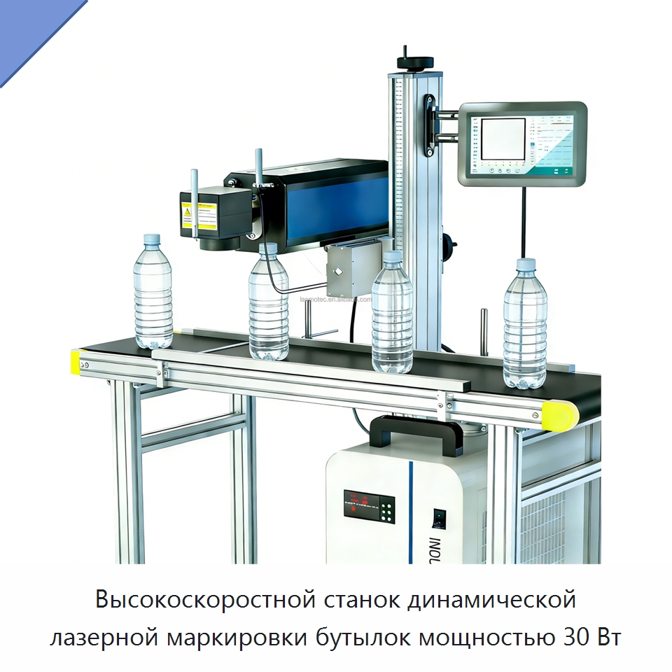 Высокоскоростной станок динамической лазерной маркировки бутылок мощностью 30 Вт — Лазерные маркировочные станки