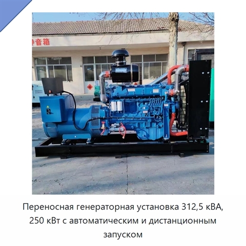 Переносная генераторная установка 312,5 кВА, 250 кВт с автоматическим и дистанционным запуском