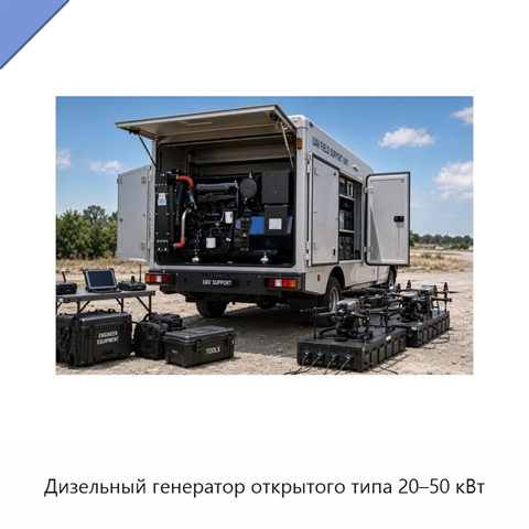 Дизельный генератор открытого типа 20–50 кВт