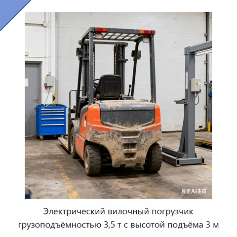 Электрический вилочный погрузчик грузоподъёмностью 3,5 т с высотой подъёма 3 м